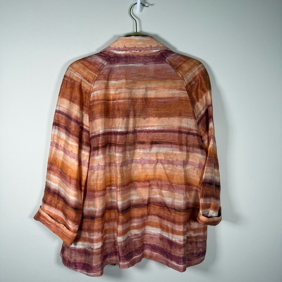 Chico's Linen Gold Stitch Sunset Hue Lightweight Cardigan Jacket Size L - Picture 8 of 8